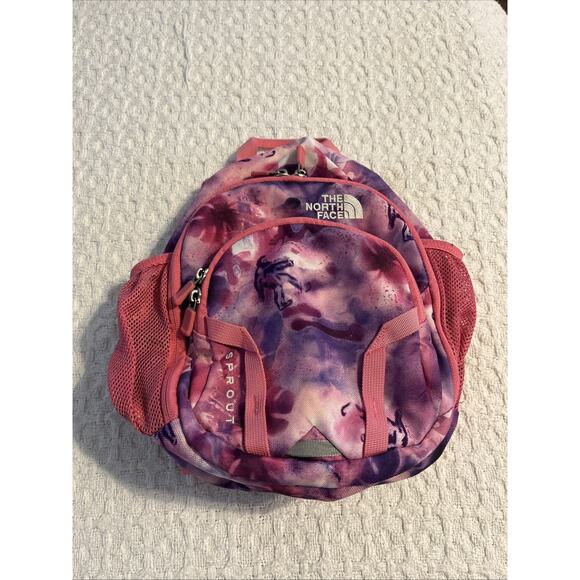 The North Face Sprout Mini Tiny Kids Baby Backpack Pink Purple Zipper Pockets - Picture 1 of 8